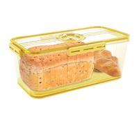 Boîte à pain en plastique avec couvercle pour plan de travail de cuisine, appareil de rangement hermétique pour pain fait maison, toast, levain, donut (jaune - 32,5 x 17,5 x 11 cm)