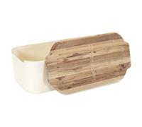 Home Deco Factory - Boîte à pain KA0356 - Couvercle en acacia hermétique Blanc/Marron