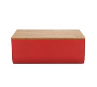 Alessi – Boîte à pain Mattina BG03 R, acier coloré et bambou – Rouge 34×21×14 cm