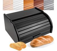 Boîte à Pain Noire - CREATIVE HOME - 38 x 28,5 x 17,5 cm - Bois de hêtre - Industriel - Loft