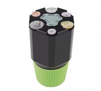 Boîte à pièces de voiture rotative à 2 étages Distributeur d'argent Organisateur ABS Noir Vert Porte-pièces pour accoudoir Boîte d'épargne avec espace de rangement pour la monnaie et les billets dans