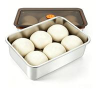 Boîte à Pizza avec Couvercle, 4200 ml Boîte de Fermentation pour Pizza Boite Alimentaire Inox Boîte à Pâte à Pizza Légère, Boîte de Conservation pour Pâte, Fruits, Salade, Gâteau (30 x 21 x 8,5 cm)