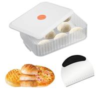 Boite a Pizza Blanche avec Acier Inoxydable Coupe Pate,Bac a Paton Pizza, Boîte Alimentaire Plastique avec Couver BOITE ALIMENTAIRE