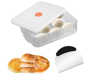 Boite a Pizza Blanche avec Acier Inoxydable Coupe Pate,Bac a Paton Pizza, Boîte Alimentaire Plastique avec Couver BOITE ALIMENTAIRE