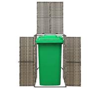 Boîte à poubelle grise en poly rotin avec cadre en acier revêtu par pulvérisation 70 x 80 x 117 cm pour 1 poubelle avec porte verrouillable et couvercle pratique pour jardin, terrasse et extérieur