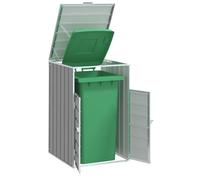 Boîte à poubelles en acier gris 72 x 81 x 115 cm pour 1 poubelle avec couvercle, porte, ventilation et possibilité d'extension pour extérieur et jardin