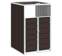 Boîte à poubelles en acier marron 72 x 81 x 115 cm pour poubelle de 240 l avec couvercle, porte, serrure et ventilation pour jardin, terrasse et extérieur