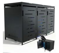 Boîte à poubelles en métal Arel 3 places - Anthracite