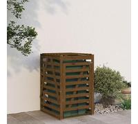 Boîte à poubelles en pin massif (84 x 90 x 128,5 cm), marron miel, avec porte verrouillable, bonne ventilation et extensible pour 2 à 4 tonnes, idéale pour jardin, terrasse et maison unifamiliale