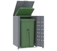 Boîte à poubelles grise 69 x 79 x 117 cm en acier revêtu par pulvérisation - Pour poubelles de 120/240 l, couvercle à ressort à gaz et porte avant magnétique, résistant aux intempéries, ventilé