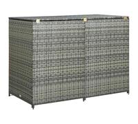 Boîte à poubelles pour 2 tonnes, en polyrotin anthracite | Double porte avec système de verrouillage, couvercle pour l'accès, robuste et résistant aux intempéries, 148 x 77 x 111 cm