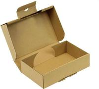 Boîte à rabats 1 cannelure dimensions 182x108x45mm A6 qualité 1.3E fermeture par emboîtement marron