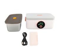 Boîte à repas chauffante électrique 1L en acier inoxydable 304, batterie 16000mAh, chauffe en 20 minutes, 4 niveaux de température, sans fil pour bureau, voiture et chantier, repas chauds nomades