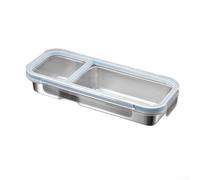 Boîte à repas étanche en acier inoxydable 316 à 2 compartiments, avec plateaux profonds et joint en silicone, organiseur de stockage des aliments pour adultes, bleu (bleu)