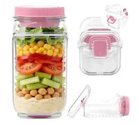 Boîte à salade à ouverture latérale innovante, bocal à salade portable hermétique avec bac à sauce, idéal pour meal prep, bureau et pique-nique