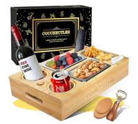 Boîte à Snacks pour canapé, Plateau pour canapé avec 2 coupelles à Snacks, Porte-Boissons, Organiseur pour Snack-Bar avec décapsuleur, Couvercle Amovible pour Salon, Camping