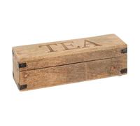Boîte à thé - Atmosphera Créateur d'intérieur - NAIM - Bois de manguier - 4 compartiments - 32 x 10 x 9,5 cm