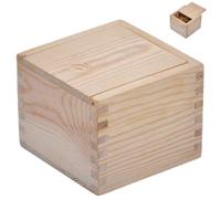 Boîte à Thé Coulissante en Bois, Coffret Carré pour Bijoux | Finition Lisse sans Bavure, Fermeture Soignée, Teinte Khaki, pour Emballage Présent et Rangement