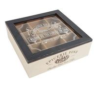 AUBRY GASPARD - Boîte à Thé 9 Compartiments - Bois et Verre - 24x24x8 cm - Noire et Marron - Livré Monté - Poids 0.88 kg - Idéale pour Organiser et Conserver Vos Infusions