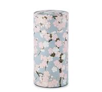 Boîte à thé japonaise (papier Yuzen Washi - Prune et Sakura/Gris) - 200 g - Fabriqué au Japon - Couvercle hermétique - Bocal de cuisine pour feuilles de thé