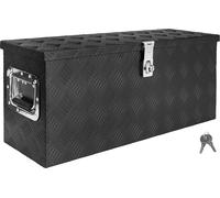 Boîte à Timon Noir Boîte à outils Caisse de camion Boîte en Aluminium Box de remorque avec couvercle Verrouillable Boîte de Transport Rangement D055 trucky