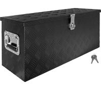 Boîte à Timon Noir Boîte à outils Caisse de camion Boîte en Aluminium Box de remorque avec couvercle Verrouillable Boîte de Transport Rangement D080 trucky