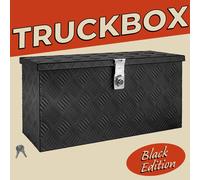 Boîte à Timon Noir Boîte à outils Caisse de camion Boîte en Aluminium Box de remorque avec couvercle Verrouillable Boîte de transport Boîte de rangement trucky