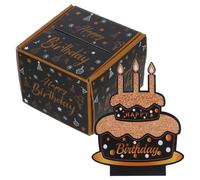 Boîte à Tirage Présent Noire en Papier pour Gâteau D’anniversaire | Usage Répétable, Contact Direct Gâteau, pour Fêtes D’anniversaire, Coffret Vide