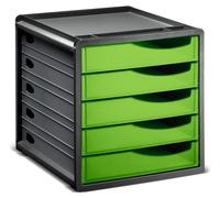 Boîte à tiroirs de bureau - Organiseur à 5 tiroirs fermés - Format DIN A4 - Vert et anthracite - 33,5 x 28,5 x 32 cm - Pour documents et papeterie