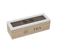 Boîte à tisanes en bois, porte-sachets de 3 boîtes à thé, blanc 24 x 8 x 7 cm