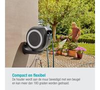 Boîte à tuyau d'arrosage flexible pour jardins de taille moyenne - bac à tuyau réversible avec support mural - kit comprenant un tuyau de 20 m et une tête d'arrosage