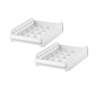 Boîte à Œufs de Réfrigérateur 20 Compartiments, Lot de 2, PP Blanc | Tiroir Empilable Rainures Coniques, Prise Facile et Rangement Stable, Couche Supérieure Alimentaire