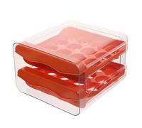 Boîte à Œufs Double Couche en Plastique Pp Pet Transparent | Rangement Ordonné, Grosse Rainure, Structure Rigide, pour Réfrigérateur, Orange, Usage la Cuisine