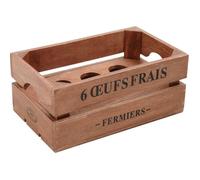 Boîte à œufs en bois - MARQUE - 20x12x9cm - 6 emplacements - Couvercle - Pratique et décorative