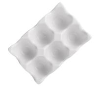 Boîte à Œufs en Céramique 6 Compartiments 14,5x9,5x3,2cm Blanc | Rangement Organisé, Transport Facile, pour Réfrigérateur et Préparation du Petit Déjeuner, Design Moderne