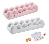 Boîte à œufs en plastique - Réfrigérateur - Lot de 2 - 12 œufs - PP de qualité alimentaire - Rose et Gris