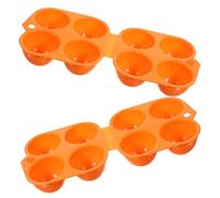 Boîte à Œufs Étanche 4 Compartiments 2 Pièces Orange | Rangement Réutilisable en Plastique, Rainures Individuelles, pour Réfrigérateur Cuisine