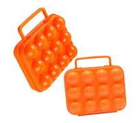 Boîte à Œufs Portable 12 Places PP Orange, Lot de 2 pour Camping | Protection , Fermeture Étanche, Rangement Compact, pour Randonnée et Transport en Extérieur