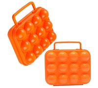 Boîte à Œufs Portable PP 12 Emplacements, Lot de 2, Orange | Étanche et Antichoc, Rangement Compact pour Randonnée et Activités Outdoor, Facile à Transporter