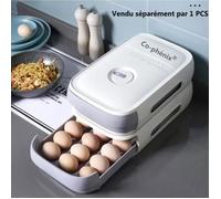 Boîte à œufs pour réfrigérateur - Panier 18 œufs - Empilable - Couvercle robuste - Blanc