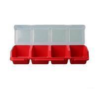 Boîte à vis translucide avec bords renforcés et compartiments uniformes pour tri de matériel standardisé (rouge)