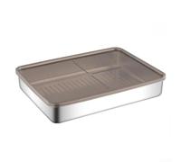 Boîte Alimentaire 304 Carrée Profonde 26x19cm Boîte Alimentaire | Acier 304 pour premium, design carré profond 5cm, couvercle plastique inclus, anti-, longue durée