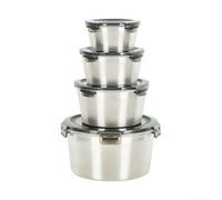Boîte Alimentaire 304 Ronde Étanche 4 Fermetures Boîte Alimentaire | Acier 304 , 4 verrous sécurisés, fuite, couvercle transparent, pour idéal frigo et -ondes