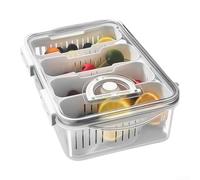 Boîte Alimentaire 4 Compartiments avec Panier Égouttoir | 4 sections séparées, panier égouttoir inclus, pour dial de date, pour idéal fromage noix pour salade, organisé