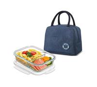 Boîte Alimentaire en Verre Borosilie 1040ml avec 2 Compartiments Sac de Trport Inclus ble Lave-Vaisselle Étanche LUNCH BOX