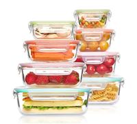 Boîte Alimentaire Hermétique Verre, 8PCS Boites Repas Sans BPA,Boîte Conservation Alimentaires pour Lave-vaisselle,Rangement Cuisine