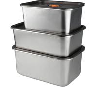 Boîte alimentaire inox - DOK - 3 pièces - 1000ml - 2000ml - 3000ml - Empilables - Couvercle hermétique