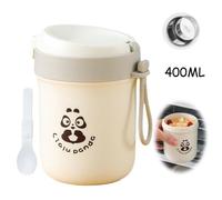 Boîte Alimentaire Isotherme - Gamelle Thermos - 400ML - Plastique PP - Acier Inoxydable - Beige