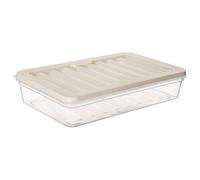 Boîte alimentaire rectangulaire - ORION - 1L - 22,5x14x4,5 cm - Beige - Plastique transparent - Fermeture hermétique
