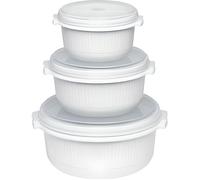 EMSA 459061200 Ensemble de 3 Récipients Blancs, 190x200x250mm, Compatible Lave-Vaisselle/Congélateur/Micro-Ondes, Sans BPA, Garantie 10 ans, Fabriqué en Allemagne